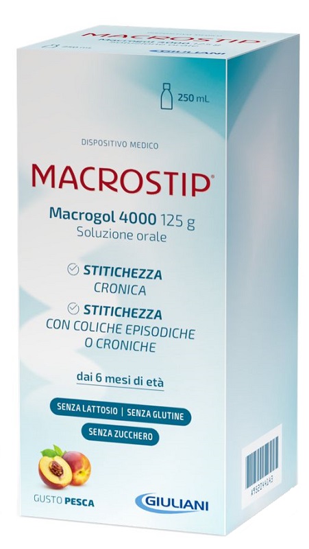 MACROSTIP SOLUZIONE ORALE 250 ML GUSTO PESCA SENZA GLUTINE SENZA LATTOSIO - maxifarmacia.it