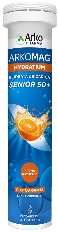 ARKOMAG HYDRATIUM REIDRATA E RICARICA ARANCIA SENIOR 24 COMPRESSE EFFERVESCENTI BASSO CONTENUTO DI ZUCCHERI CON EDULCORANTE - maxifarmacia.it