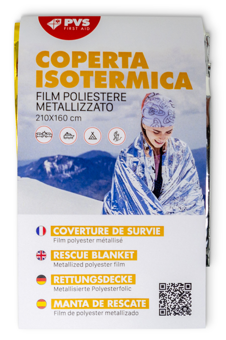 COPERTA ISOTERMICA IN FILM DI POLIESTERE CON ALLUMINIO LATO ARGENTO PROTEZIONE DA CALDO LATO ORO PROTEZIONE DA FREDDO DIMENSIONI 210X160 CM PESO 63 G - maxifarmacia.it