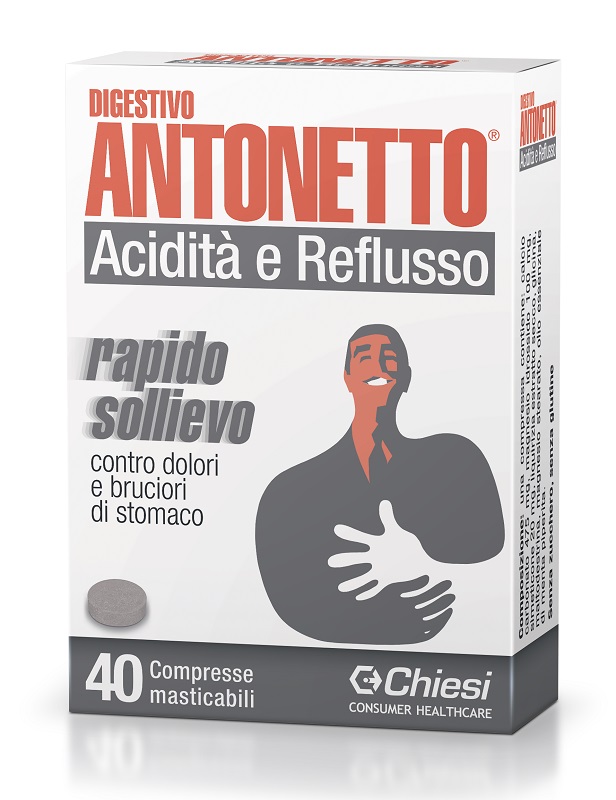 DIGESTIVO ANTONETTO ACIDITA' E REFLUSSO 40 COMPRESSE MASTICABILI - maxifarmacia.it