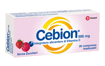 CEBION VITAMINA C SENZA ZUCCHERO GUSTO FRUTTI DI BOSCO DA 20 COMPRESSE MASTICABILI - maxifarmacia.it