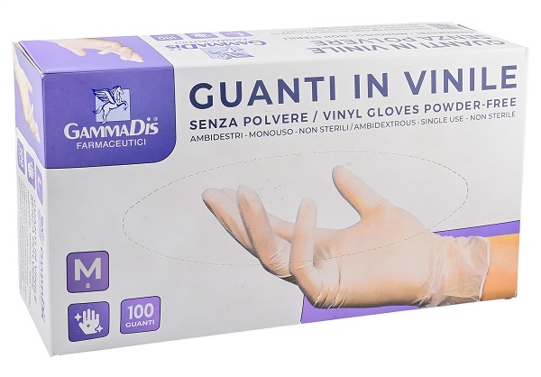 GUANTI VINILE SENZA POLVERE MEDIUM 100 PEZZI GAMMADIS - maxifarmacia.it