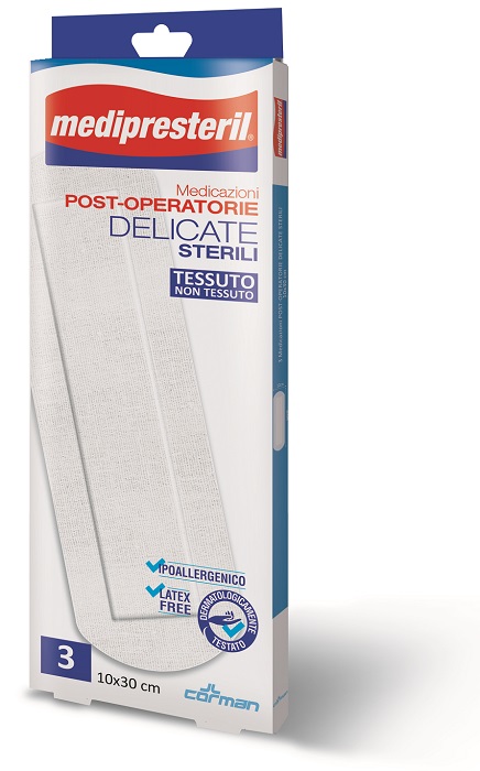 MEDICAZIONE POST OPERATORIA MEDIPRESETERIL DELICATA TNT 10X30CM 3 PEZZI - maxifarmacia.it