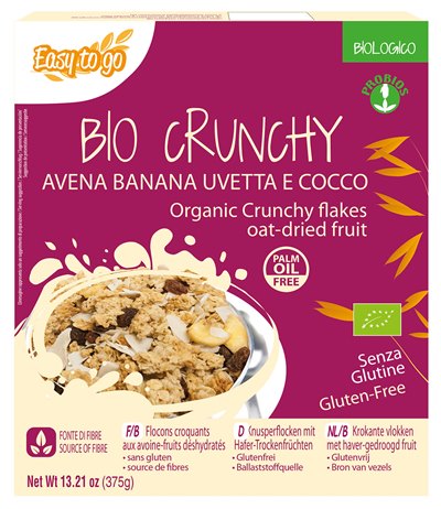 EASY TO GO BIO CRUNCHY AVENA BANANA UVETTA E COCCO 375 G - maxifarmacia.it