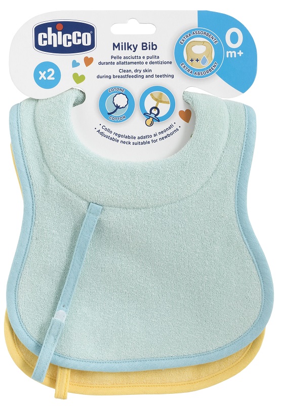 CHICCO BAVAGLINE 0M+ 2PZ AZZURRO - maxifarmacia.it