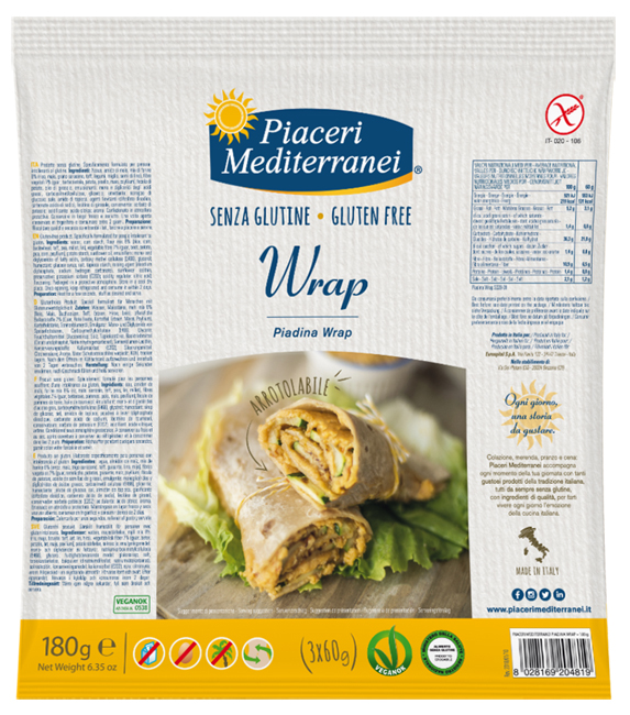 PIACERI MEDITERRANEI PIADINA WRAP 180 G - maxifarmacia.it