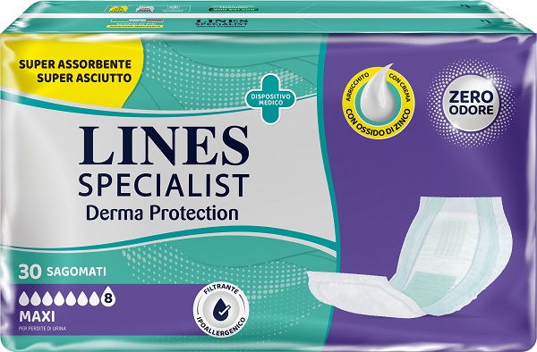LINES SPECIALIST DERM PANNOLONE SAGOMATO MAXI 30 PEZZI - maxifarmacia.it
