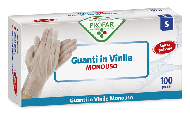 PROFAR GUANTO IN VINILE SENZA POLVERE S 100 PEZZI - maxifarmacia.it