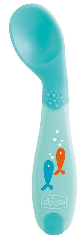 CHICCO CUCCHIAIO ANGOLATO 8M+ AZZURRO - maxifarmacia.it