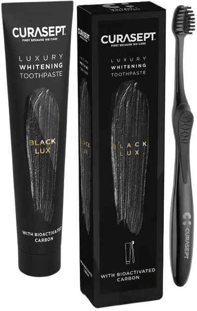 CURASEPT BLACK LUXURY WHITENING DENTIFRICIO 75 ML + SPAZZOLINO - maxifarmacia.it