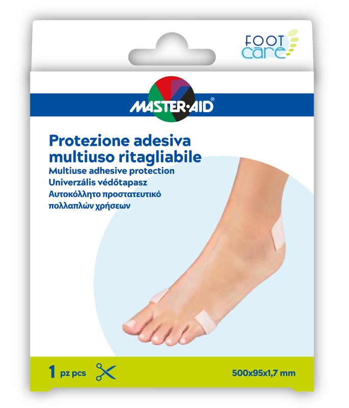 PROTEZIONE ADESIVA MULTIUSO MASTER-AID FOOTCARE RITAGLIABILE 50X9,5 CM A6 - maxifarmacia.it