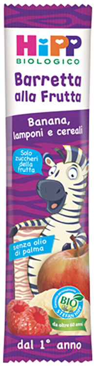 HIPP BIO BARRETTA ALLA FRUTTA BANANA/LAMPONI/CEREALI 23 G - maxifarmacia.it