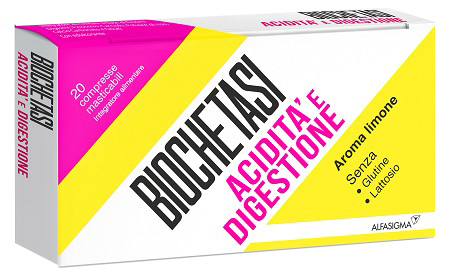 BIOCHETASI ACIDITA' E DIGESTIONE 20 COMPRESSE MASTICABILI AROMA LIMONE - maxifarmacia.it