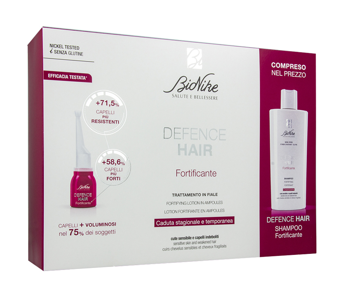 DEFENCE HAIR BIPACK RIDENSIFICANTE 21 FIALE 6 ML + SHAMPOO 200 ML - maxifarmacia.it