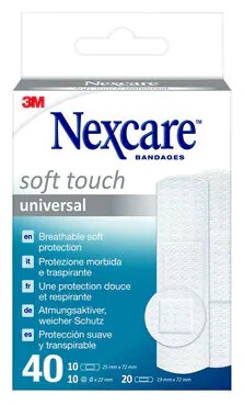 CEROTTO PREPARATO NEXCARE SOFT TOUCH UNIVERSAL 3 MISURE 20 CEROTTI 19X72MM + 10 CEROTTI 25X72MM + 10 CEROTTI TONDI 22,5 MM - maxifarmacia.it