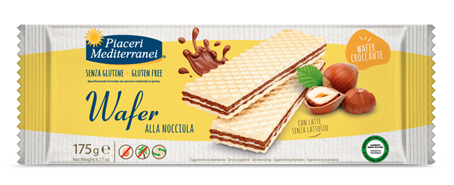 PIACERI MEDITERRANEI WAFER NOCCIOLA 175 G - maxifarmacia.it