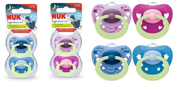 NUK SUCCH SIGNATURE NIGHT SILICONE 6-18 2 PEZZI - maxifarmacia.it