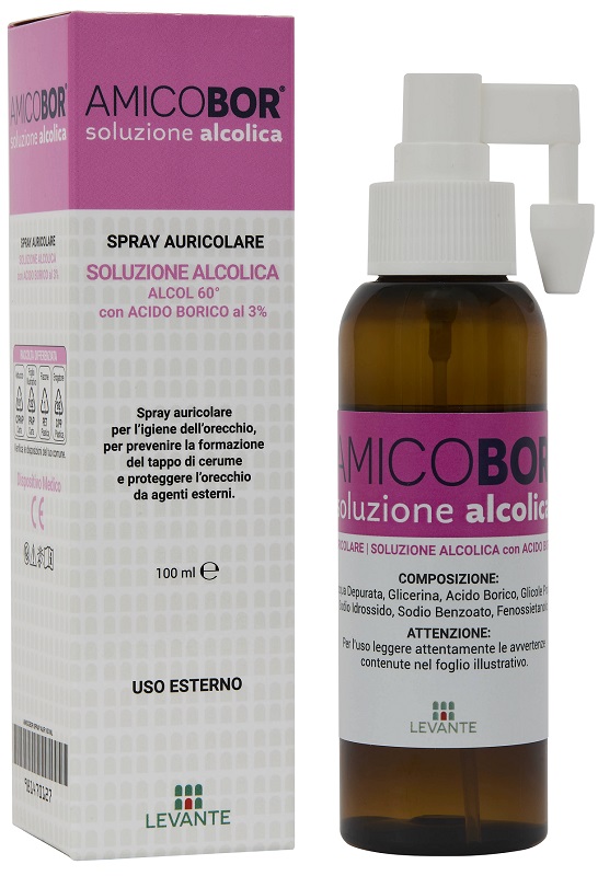 SOLUZIONE ALCOLICA PER IRRIGAZIONE DELL'ORECCHIO AMICOBOR 100 ML - maxifarmacia.it