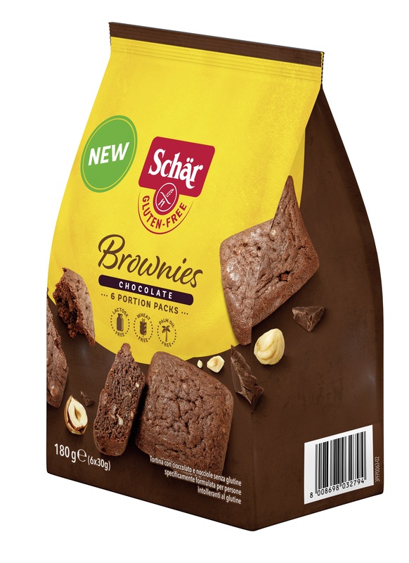 SCHAR BROWNIES CHOCOLATE TORTINA CON CIOCCOLATO E NOCCIOLE 6 MONOPORZIONI DA 30 G - maxifarmacia.it