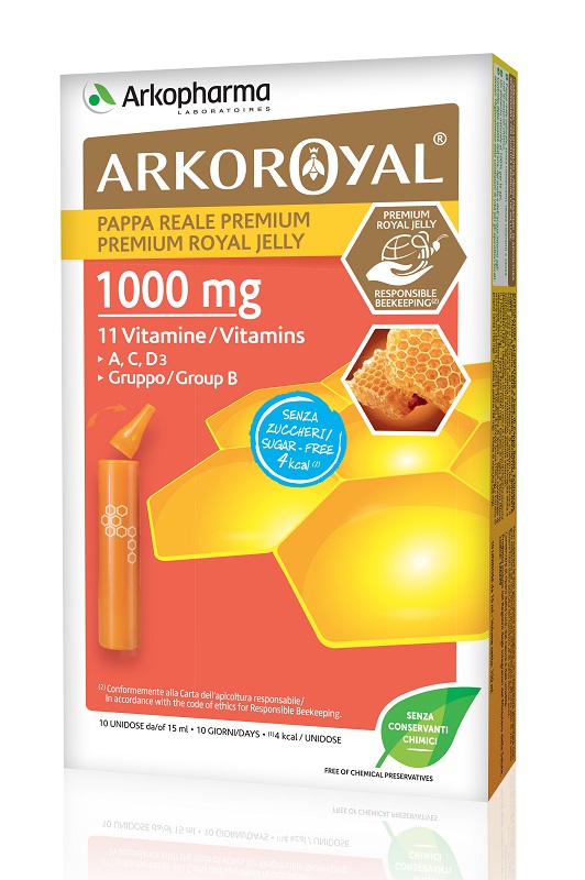 ARKOROYAL PAPPA REALE 1000 MG + VITAMINE SENZA ZUCCHERO 10 FIALE - maxifarmacia.it