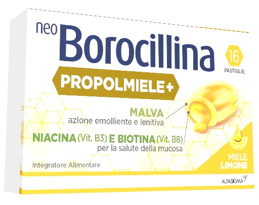 NEOBOROCILLINA PROPOLMIELE+ MIELE/LIMONE 16 PASTIGLIE - maxifarmacia.it