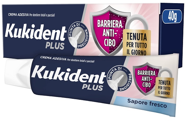 KUKIDENT PLUS BARRIERA ANTI-CIBO FRESCO CREMA ADESIVA DENTIERE 40 G - maxifarmacia.it