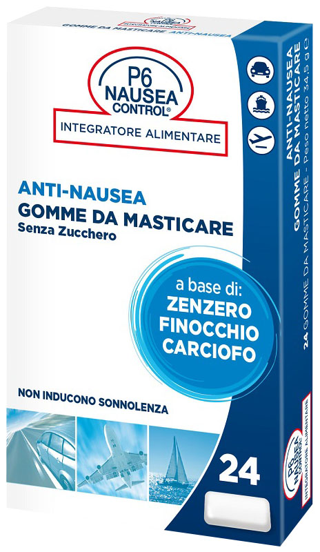 P6 NAUSEA CONTROL 24 GOMME DA MASTICARE SENZA ZUCCHERO - maxifarmacia.it