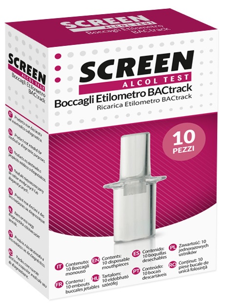 SCREEN ALCOL TEST BOCCAGLI ETILOMETRO BACTRACK RICARICA 10 PEZZI - maxifarmacia.it