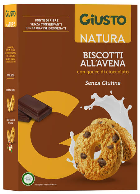 GIUSTO SENZA GLUTINE BISCOTTI AVENA GOCCE CIOCCOLATO 250 G - maxifarmacia.it