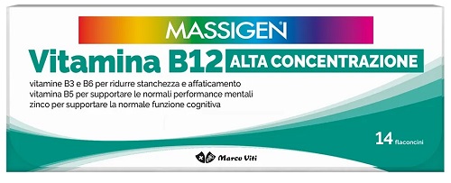 MASSIGEN VITAMINA B12 ALTA CONCENTRAZIONE 14 FLACONCINI - maxifarmacia.it