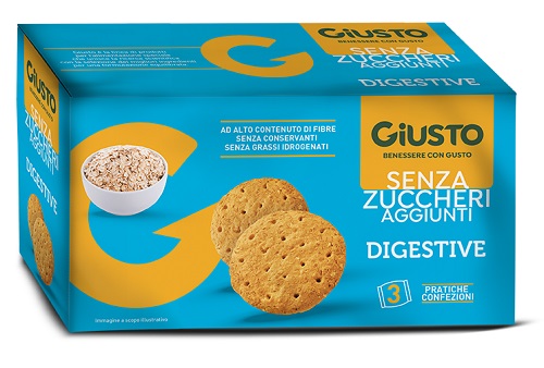 GIUSTO SENZA ZUCCHERO BISCOTTI DIGESTIVE 3 PEZZI DA 75 G - maxifarmacia.it