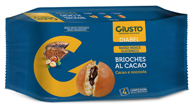 GIUSTO DIABEL BRIOCHE CACAO 4 PEZZI DA 45 G - maxifarmacia.it