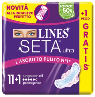 LINES SETA ULTRA ASSORBENTI LUNGO ALI CP 11+1 PEZZI - maxifarmacia.it