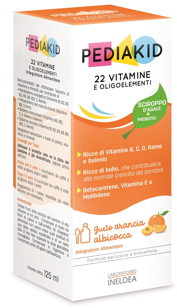 PEDIAKID 22 VITAMINE E OLIGOELEMENTI SCIROPPO 125 ML - maxifarmacia.it
