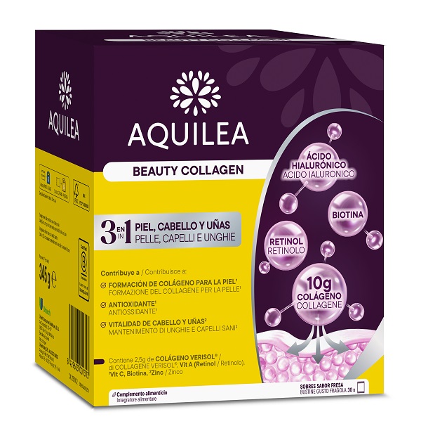 AQUILEA BEAUTY COLLAGEN 30 BUSTINE GUSTO FRAGOLA SENZA GLUTINE SENZA LATTOSIO - maxifarmacia.it