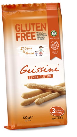 PANE ANNA GRISSINI SENZA GLUTINE E SENZA LATTE 3 PEZZI 40 G - maxifarmacia.it