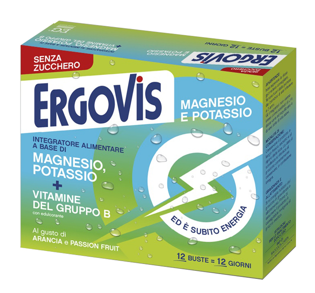 ERGOVIS MG+K VITAMINE B SENZA ZUCCHERO 12 BUSTINE - maxifarmacia.it