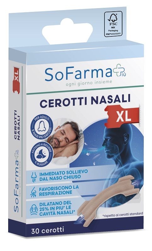 CEROTTO NASALE EXTRA LARGE 6,7 X2CM 30 PEZZI SOFARMAPIU' - maxifarmacia.it