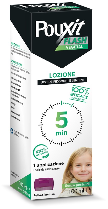 POUXIT FLASH VEGETAL LOZIONE PIDOCCHI E LENDINI 100 ML CON PETTINE - maxifarmacia.it