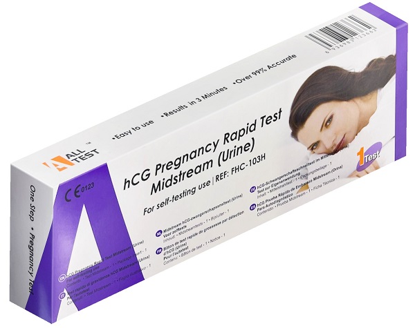 TEST RAPIDO AUTODIAGNOSTICO ALLTEST HCG PREGNANCY DETERMINAZIONE QUALITATIVA GONADOTROPINA CORIONICA UMANA NELL'URINA MEDIANTE IMMUNOCROMATOGRAFIA 1 PEZZO - maxifarmacia.it