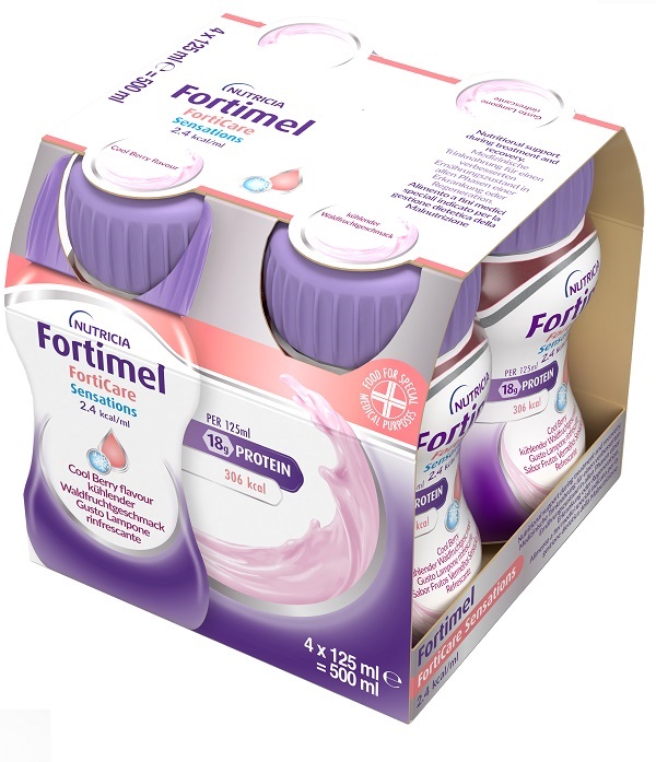 FORTIMEL FORTICARE SENSATION 2,4 KCAL/ML LAMPONE RINFRESCANTE 4 PEZZI DA 125 ML - maxifarmacia.it