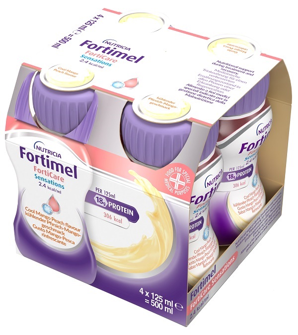 FORTIMEL FORTICARE SENSATION 2,4 KCAL/ML PESCA/MANGO RINFRESCANTE 4 PEZZI DA 125 ML - maxifarmacia.it