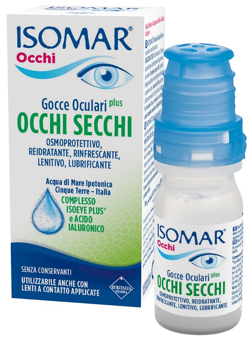 ISOMAR OCCHI SECCHI PLUS GOCCE OCULARI ACIDO IALURONICO 0,25% 10 ML - maxifarmacia.it