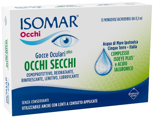 ISOMAR OCCHI SECCHI PLUS GOCCE OCULARI ACIDO IALURONICO 0,25% 15 FLACONCINI - maxifarmacia.it