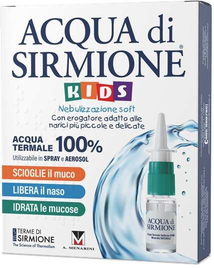 ACQUA DI SIRMIONE KIDS NEBULIZZAZIONE SOFT ACQUA TERMALE 100% 6 FLACONCINI PLURIDOSE DA 15 ML - maxifarmacia.it