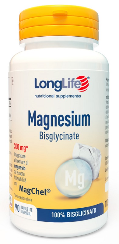 LONGLIFE MAGNESIUM BISGLYCINATE 90 TAVOLETTE DIVISIBILI SENZA GLUTINE - maxifarmacia.it