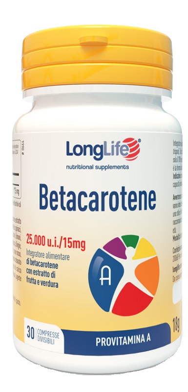 LONGLIFE BETACAROTENE 25000UI 30 COMPRESSE DIVISIBILI SENZA GLUTINE - maxifarmacia.it