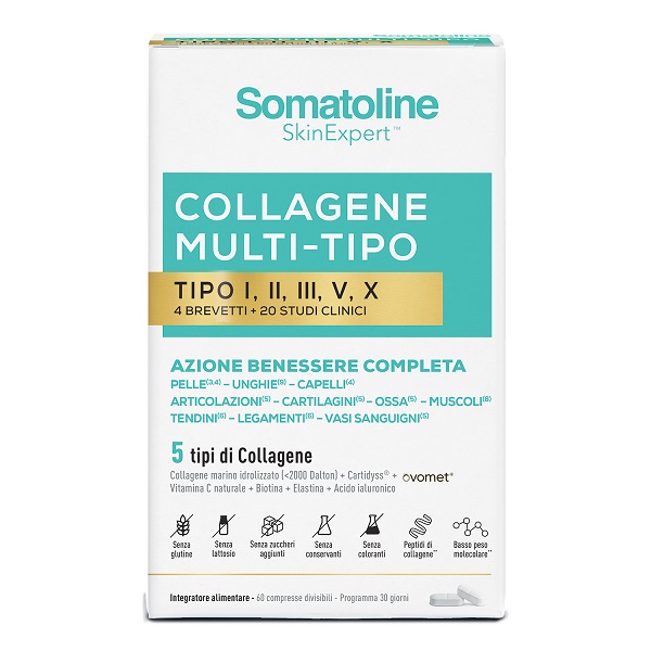 SOMATOLINE COLLAGENE MULTI TIPO 60 COMPRESSE SENZA GLUTINE SENZA LATTOSIO SENZA ZUCCHERI AGGIUNTI - maxifarmacia.it