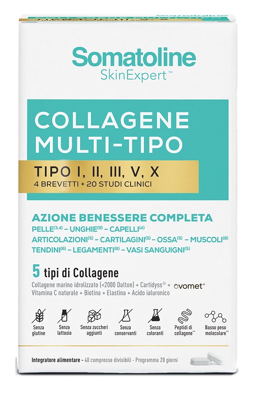 SOMATOLINE COLLAGENE MULTI TIPO 40 COMPRESSE 1025 MG SENZA GLUTINE SENZA LATTOSIO - maxifarmacia.it