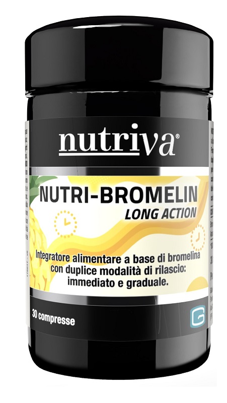 NUTRIVA BROMELIN LONG ACTION 30 COMPRESSE 1000 MG SENZA GLUTINE NATURALMENTE PRIVO DI LATTOSIO - maxifarmacia.it